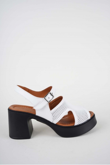 Hakiki Deri Beyaz Kadın Topuklu Sandalet 261229502