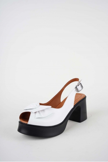 Hakiki Deri Beyaz Kadın Topuklu Sandalet 261229503