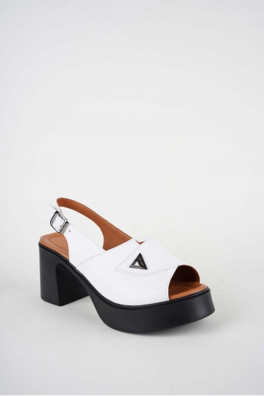 Hakiki Deri Beyaz Kadın Topuklu Sandalet 261229504