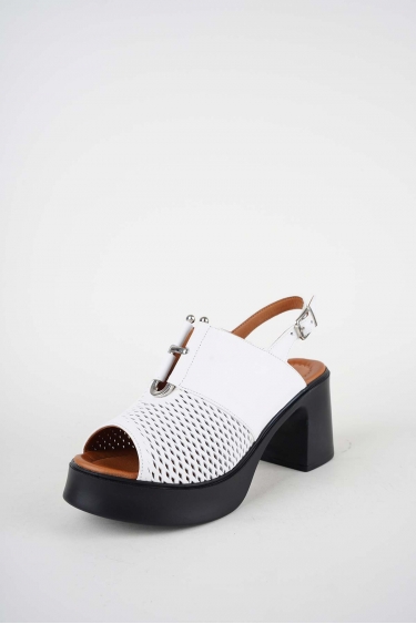 Hakiki Deri Beyaz Kadın Topuklu Sandalet 261229505