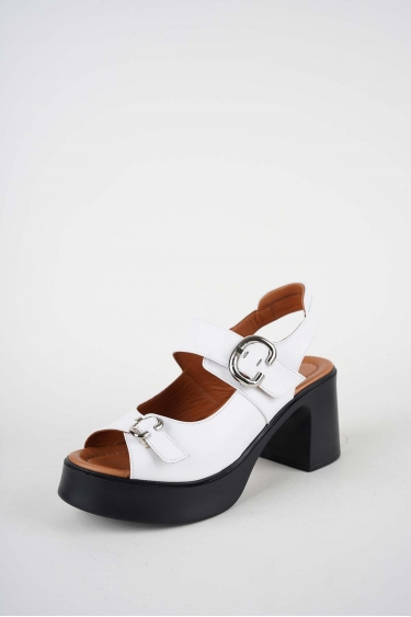 Hakiki Deri Beyaz Kadın Topuklu Sandalet 261229506