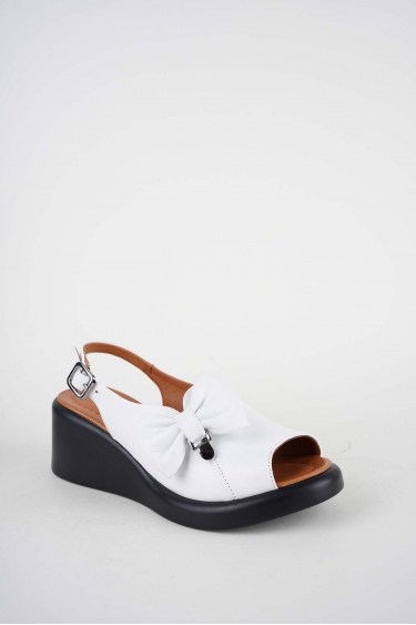 Hakiki Deri Beyaz Kadın Dolgu Topuklu Sandalet 261229508