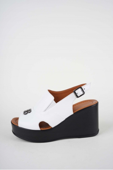 Hakiki Deri Beyaz Kadın Dolgu Topuklu Sandalet 261229512