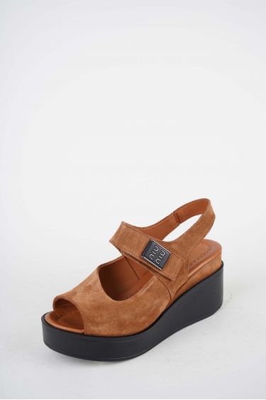 Hakiki Deri Taba Süet Kadın Dolgu Topuklu Sandalet 261229514