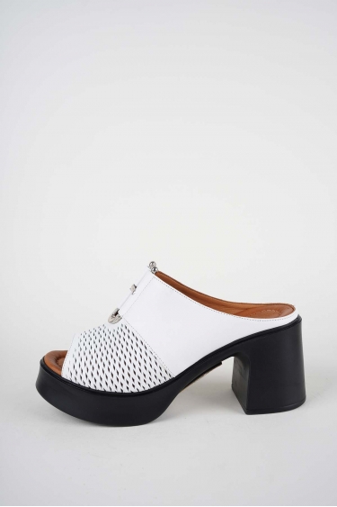 Hakiki Deri Beyaz Kadın Topuklu Sandalet 261229601