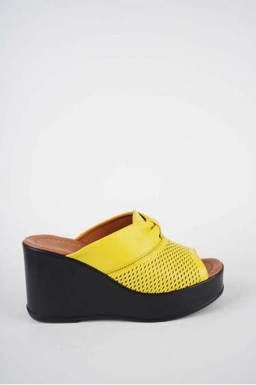 Hakiki Deri Sarı Kadın Dolgu Topuklu Terlik 261229604