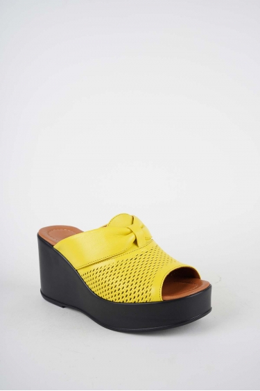 Hakiki Deri Sarı Kadın Dolgu Topuklu Terlik 261229604