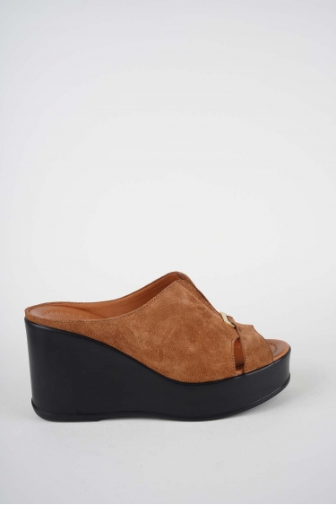 Hakiki Deri Taba Süet Kadın Dolgu Topuklu Terlik 261229605