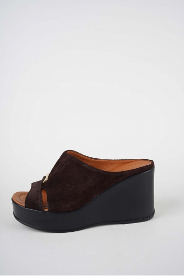 Hakiki Deri Kahve Süet Kadın Dolgu Topuklu Terlik 261229605