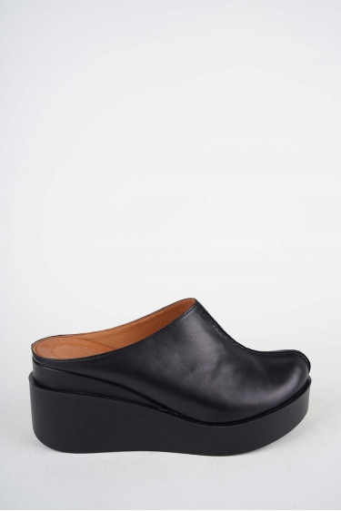 Hakiki Deri Siyah Kadın Dolgu Topuklu Sandalet 261229701