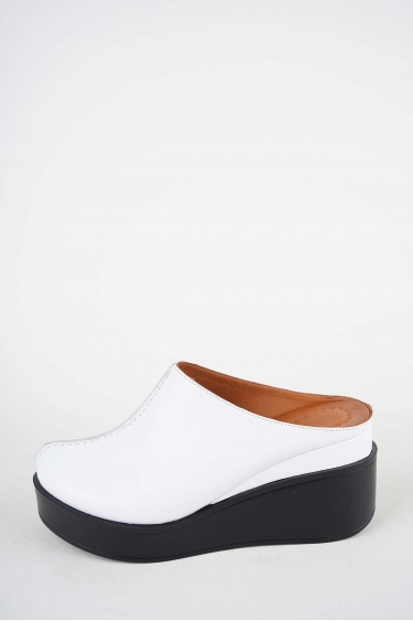 Hakiki Deri Beyaz Kadın Dolgu Topuklu Sandalet 261229701