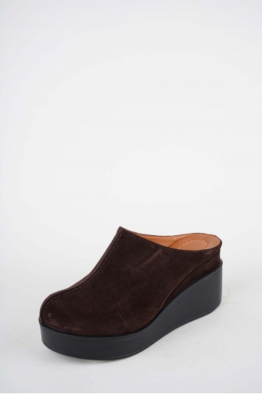 Hakiki Deri Kahve Süet Kadın Dolgu Topuklu Sandalet 261229701