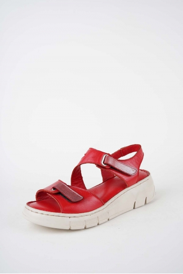 Hakiki Deri Kırmızı Kadın Dolgu Topuklu Sandalet 261245502