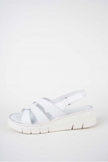 Hakiki Deri Beyaz Kadın Dolgu Topuklu Sandalet 261245504