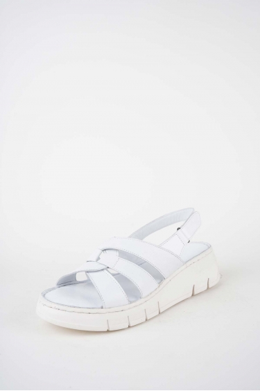 Hakiki Deri Beyaz Kadın Dolgu Topuklu Sandalet 261245504