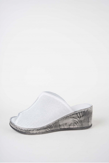 Hakiki Deri Beyaz Kadın Dolgu Topuklu Terlik 261245601