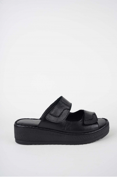 Hakiki Deri Siyah Kadın Dolgu Topuklu Terlik 261245607