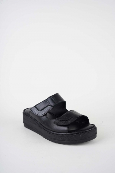 Hakiki Deri Siyah Kadın Dolgu Topuklu Terlik 261245607