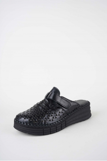 Hakiki Deri Siyah Kadın Dolgu Topuklu Sabo 261245701