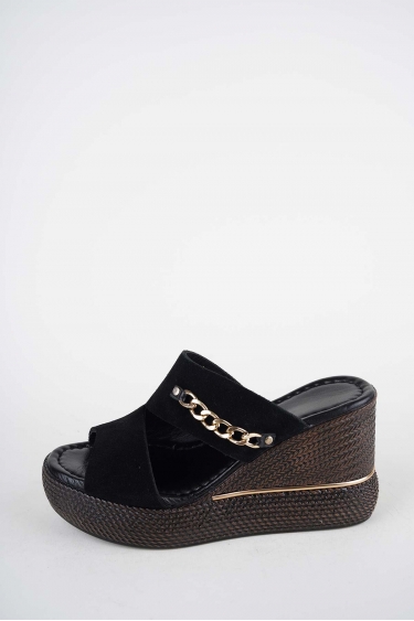 Hakiki Deri Yok Kadın Dolgu Topuklu Terlik 261504Z606