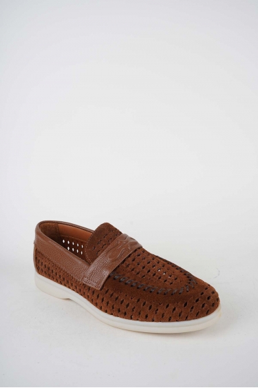 Hakiki Deri Taba Süet-Taba Floter Kadın Makosen Ayakkabı 261507Z101