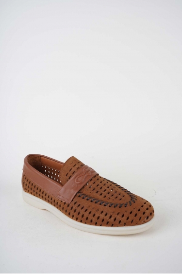 Hakiki Deri Taba Nubuk-Taba Kadın Makosen Ayakkabı 261507Z101