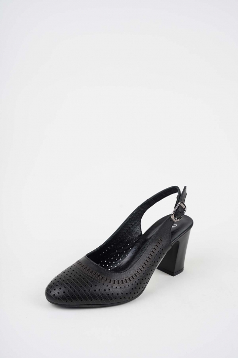 Hakiki Deri Siyah Kadın Topuklu Sandalet 261105501