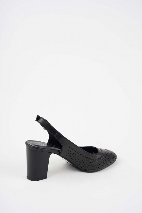 Hakiki Deri Siyah Kadın Topuklu Sandalet 261105501