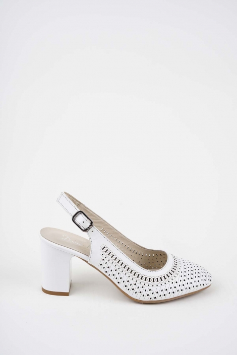 Hakiki Deri Beyaz Kadın Topuklu Sandalet 261105501