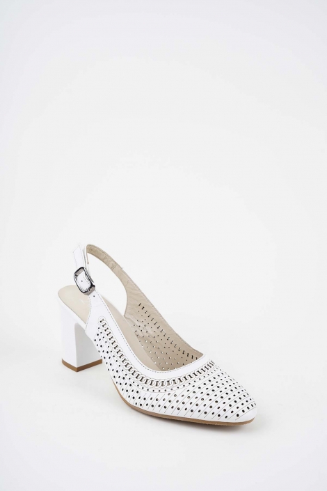 Hakiki Deri Beyaz Kadın Topuklu Sandalet 261105501