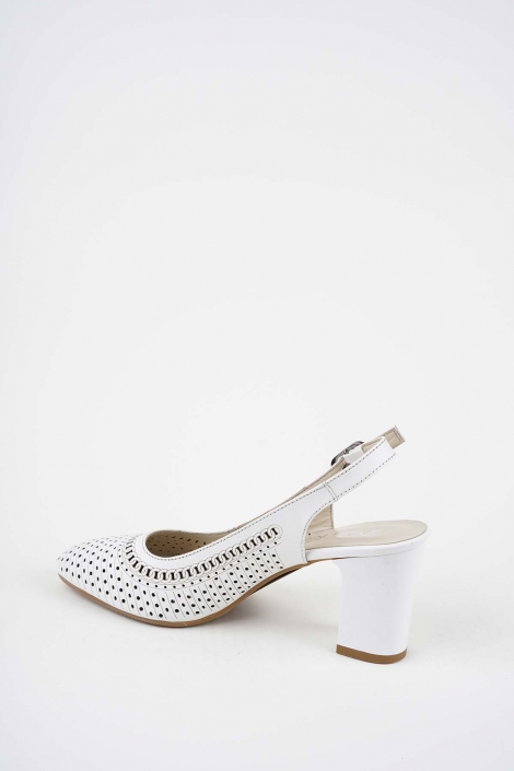 Hakiki Deri Beyaz Kadın Topuklu Sandalet 261105501