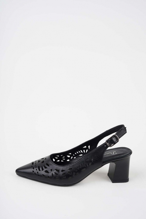 Hakiki Deri Siyah Kadın Topuklu Sandalet 261105502