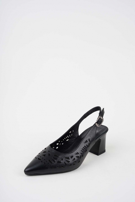 Hakiki Deri Siyah Kadın Topuklu Sandalet 261105502