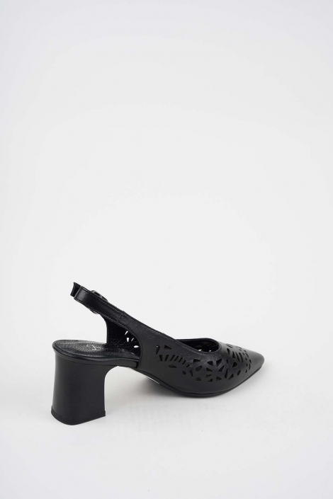 Hakiki Deri Siyah Kadın Topuklu Sandalet 261105502