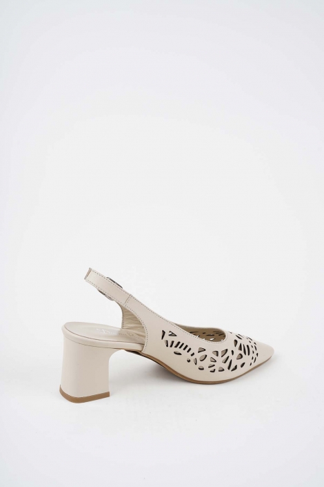 Hakiki Deri Bej Kadın Topuklu Sandalet 261105502