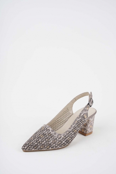 Hakiki Deri Vizon Baskılı Kadın Topuklu Sandalet 261105503