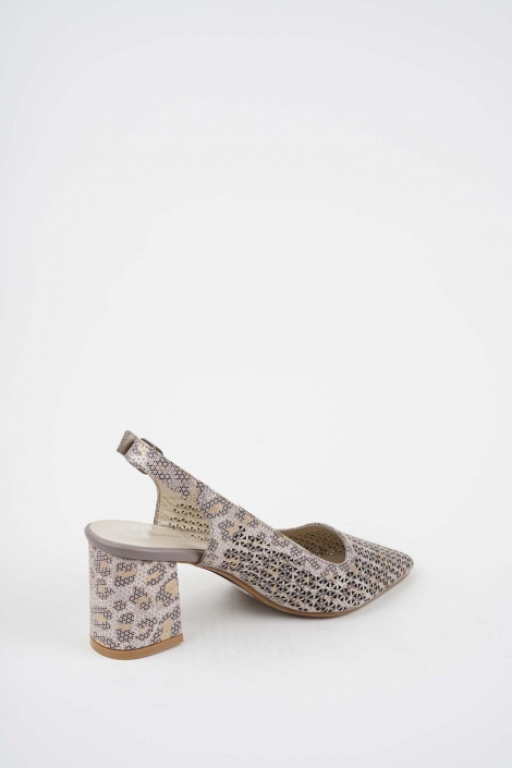 Hakiki Deri Vizon Baskılı Kadın Topuklu Sandalet 261105503