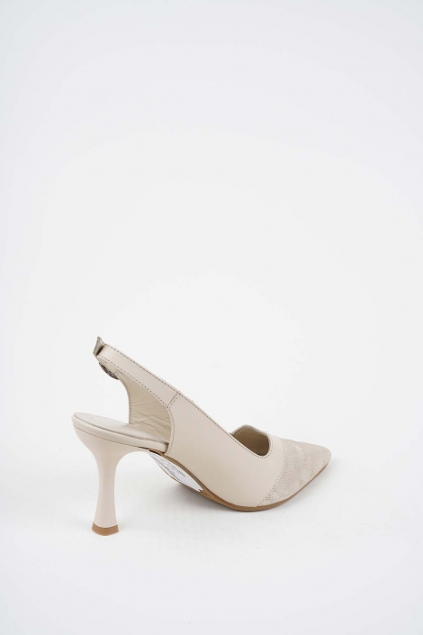 Hakiki Deri Bej-Bej Baskılı Kadın Topuklu Sandalet 261105504