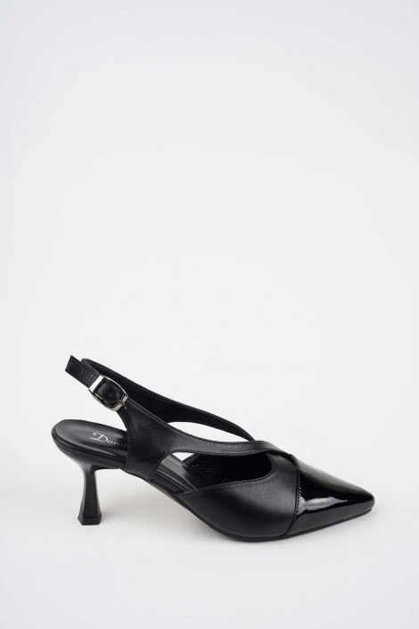 Hakiki Deri Siyah-Siyah Rugan Kadın Topuklu Sandalet 261105505