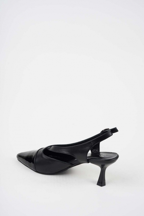 Hakiki Deri Siyah-Siyah Rugan Kadın Topuklu Sandalet 261105505