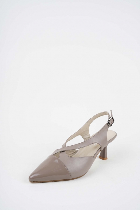 Hakiki Deri Vizon-Vizon Rugan Kadın Topuklu Sandalet 261105505