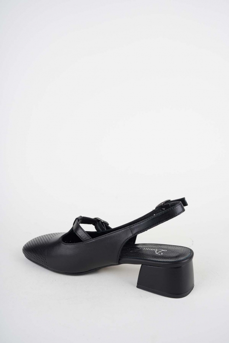 Hakiki Deri Siyah Kadın Topuklu Sandalet 261105507