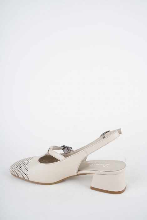 Hakiki Deri Bej Kadın Topuklu Sandalet 261105507