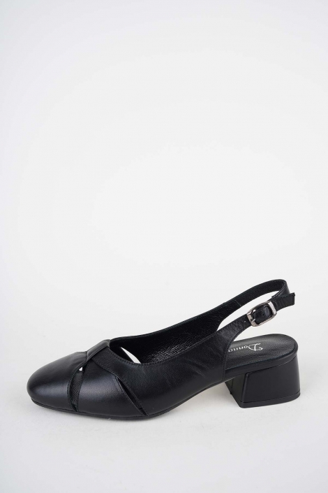 Hakiki Deri Siyah Kadın Topuklu Sandalet 261105508