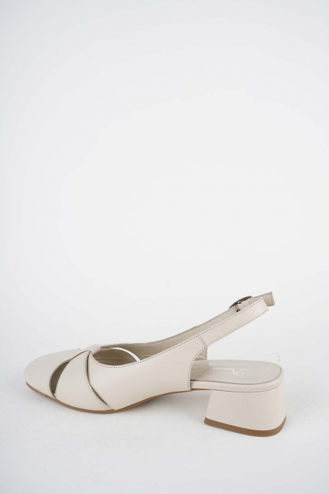 Hakiki Deri Bej Kadın Topuklu Sandalet 261105508