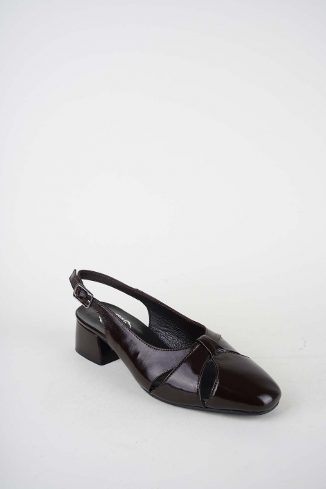 Hakiki Deri Kahve Rugan Kadın Topuklu Sandalet 261105508