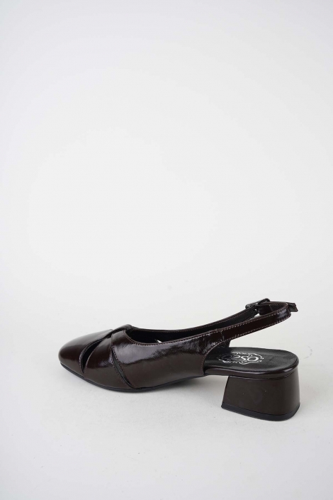 Hakiki Deri Kahve Rugan Kadın Topuklu Sandalet 261105508