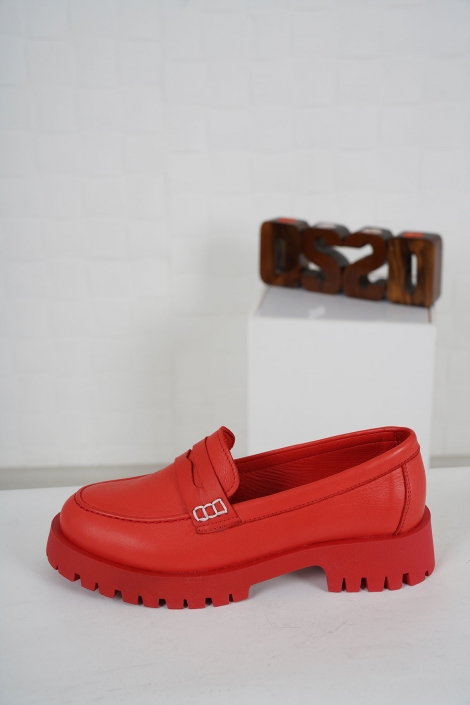 Hakiki Deri Kırmızı Kadın Casual Ayakkabı 231108119