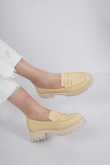Hakiki Deri Limon Sarısı Kadın Casual Ayakkabı 231108119