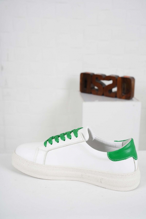 Hakiki Deri Beyaz-Yeşil Kadın Casual Ayakkabı 241108109
